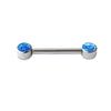 ASTM F136 Titanium 14G Internally Threaded Barbell with Bezel-Set Opal – Nipple, Lip, Eyebrow Piercing Jewelry