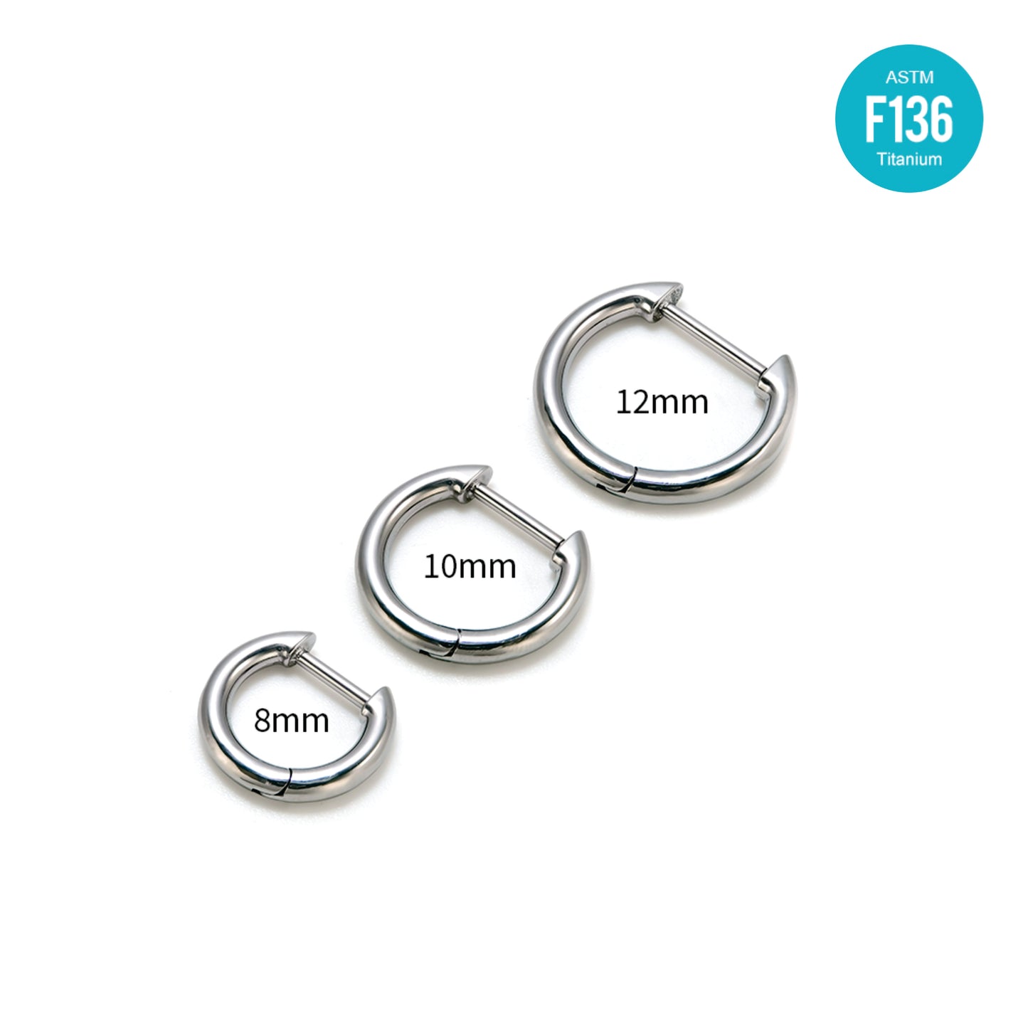 F136 Titanium D-Shaped Straight Bar Earring – Hypoallergenic Minimal Design