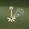 Butterfly Belly Button Ring with CZ Crystal Micro Projection “I Love You” in 100 Languages Piercing Jewelry