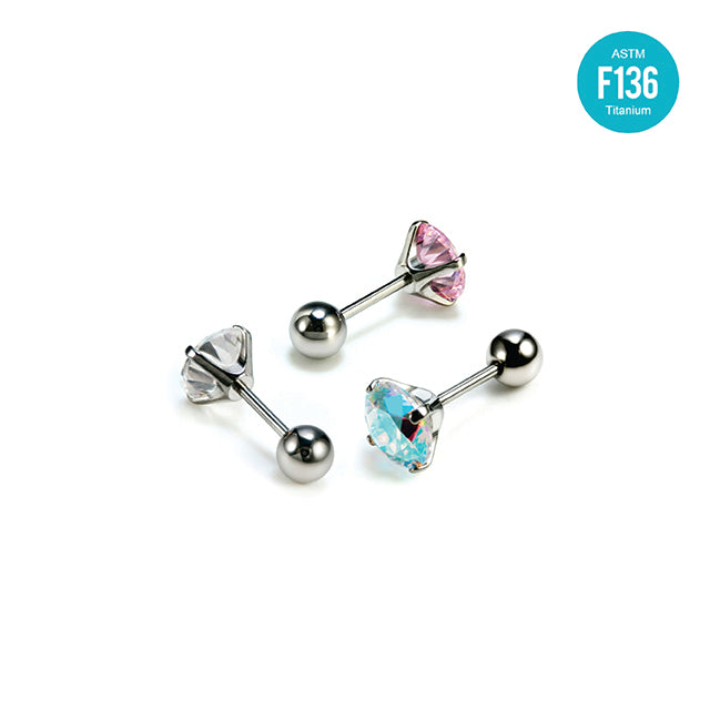 F136 Titanium External Thread CZ Stud–Ultra Sparkling 5A Zircon Piercing Jewelry for Helix,Cartilage,Conch