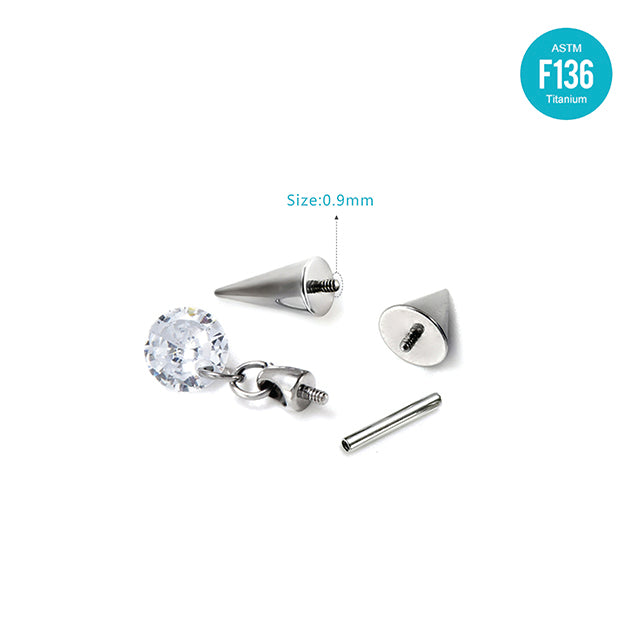 F136 Titanium Devil Spike Earrings with Star,Teardrop,Heart & Geometric Pendants