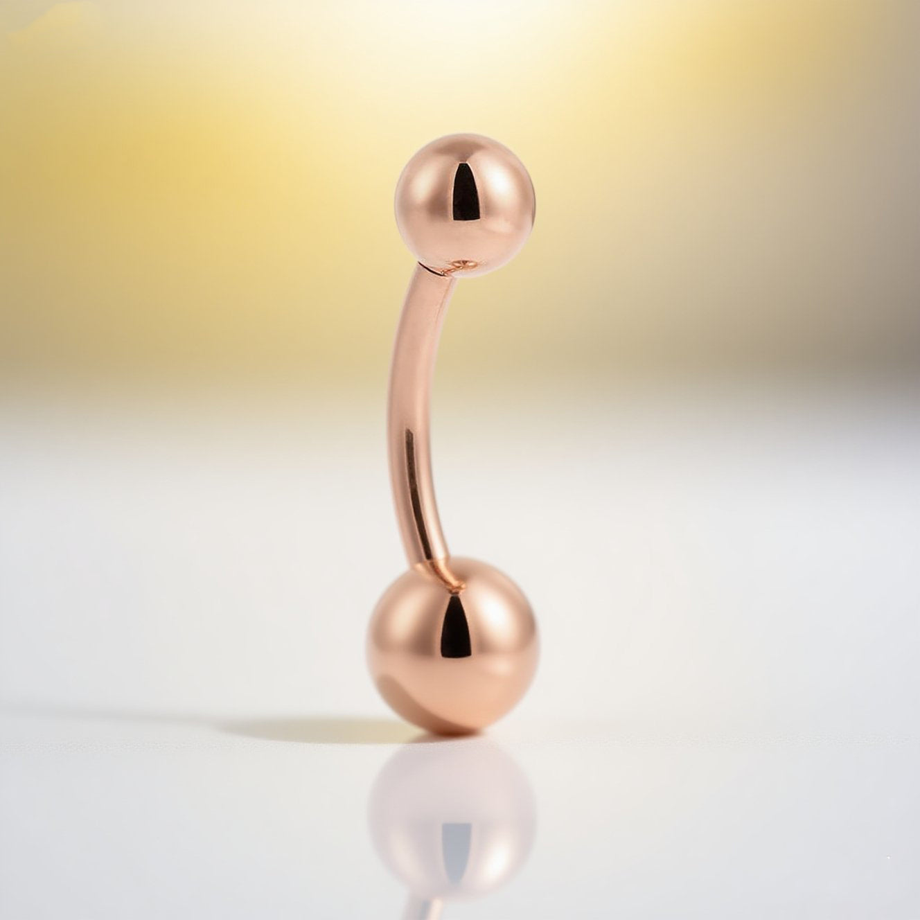 14K Solid Gold Belly Button Ring–Classic Ball End