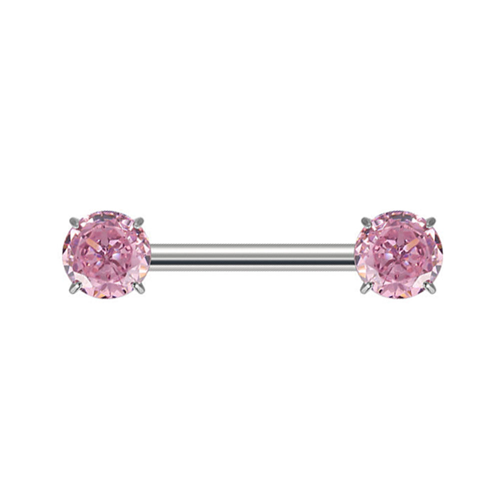 Prong Set CZ Barbell – ASTM F136 Titanium Body Jewelry for Piercings