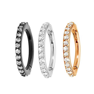 316L Stainless Steel Half Circle CZ Blaze Hoop | Bendable Segment Piercing Ring for Ear – Unisex