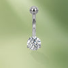 Titanium Belly Button Ring With Prong Set