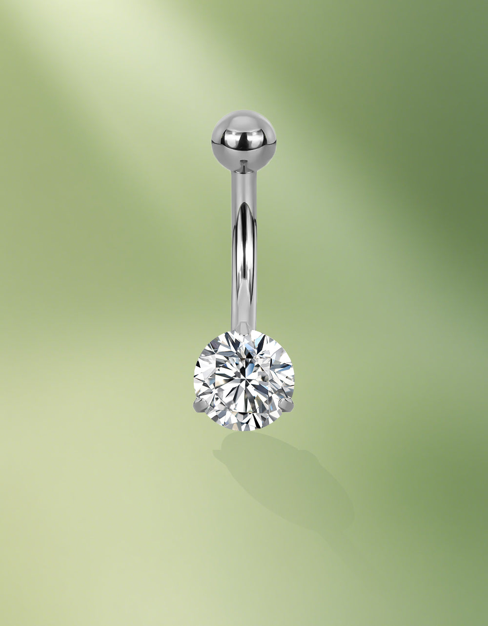 Titanium Belly Button Ring With Prong Set