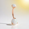 14K Gold Double Pearl Belly Button Ring – Elegant Navel Piercing Jewelry
