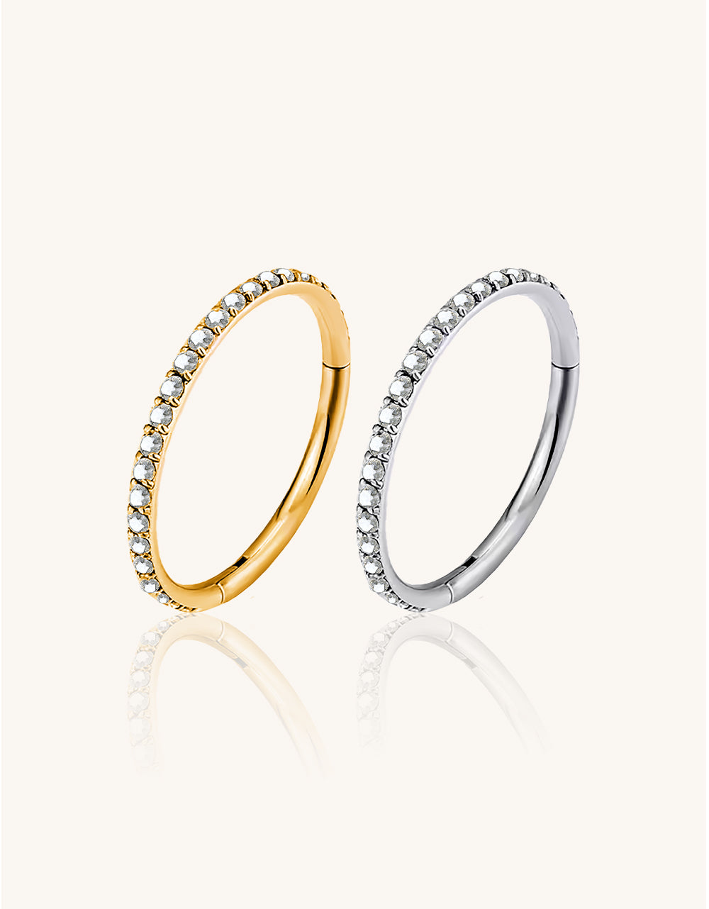 Titanium CZ Stone Hinged Clicker Hoop