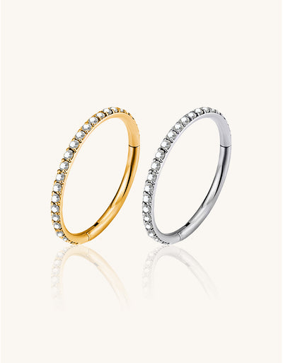 Titanium CZ Stone Hinged Clicker Hoop
