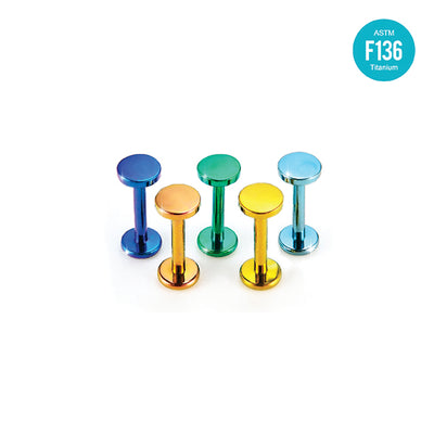 F136 Titanium Flat Back Disc Stud–Internally Threaded Piercing Jewelry for Ear,Cartilage,Lip Sleep-Friendly&Hypoallergenic