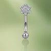Titanium Flower Curved Barbell With Prong Set