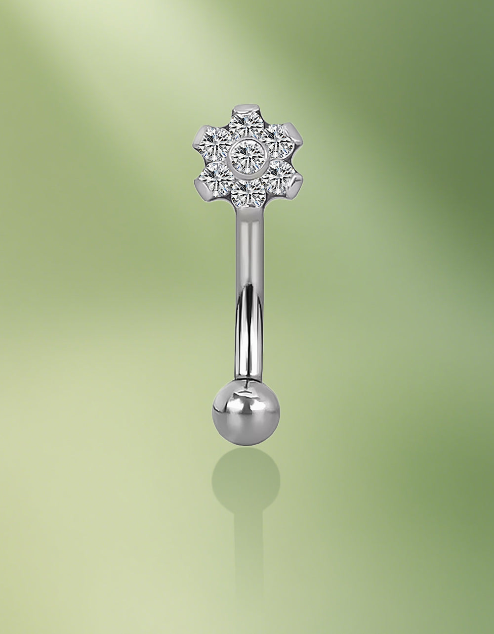 Titanium Flower Curved Barbell With Prong Set