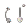 F-136 Titanium Prong Set Heart Zircon Belly Button Navel Rings