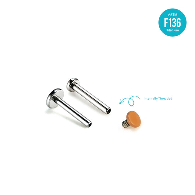F136 Titanium 2mm Flesh-Tone Invisible Stud–Lip, Nose, Ear&Eyebrow Piercing