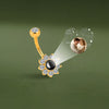 Flower Belly Button Ring with CZ Crystal Custom Photo Projection Personalized Memory Piercing Jewelry