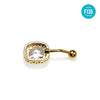 Gold F136 Titanium Belly Button Ring–Rectangle CZ Dangle,Hypoallergenic Navel Piercing Jewelry