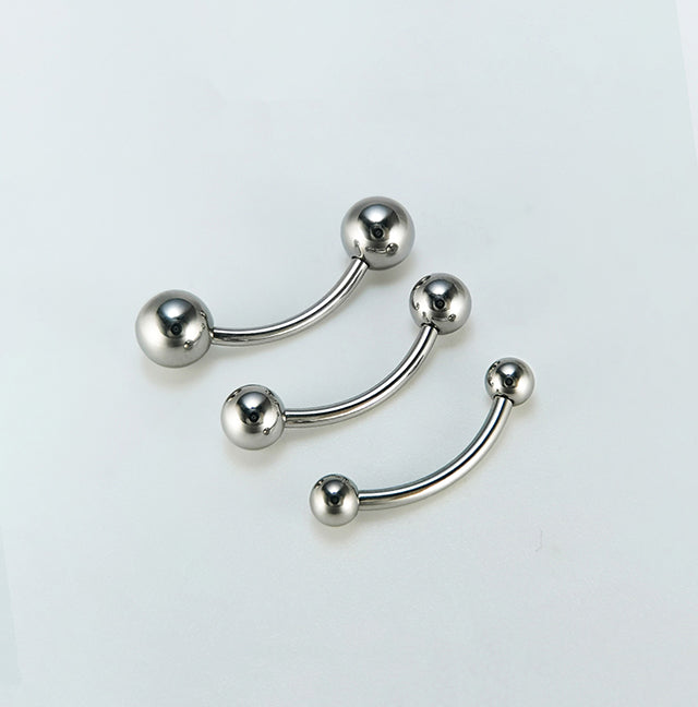 Titanium Curved Barbell–Internally Threaded Spike,Dome&Ball for Eyebrow,Rook,Snug&Bridge Piercings