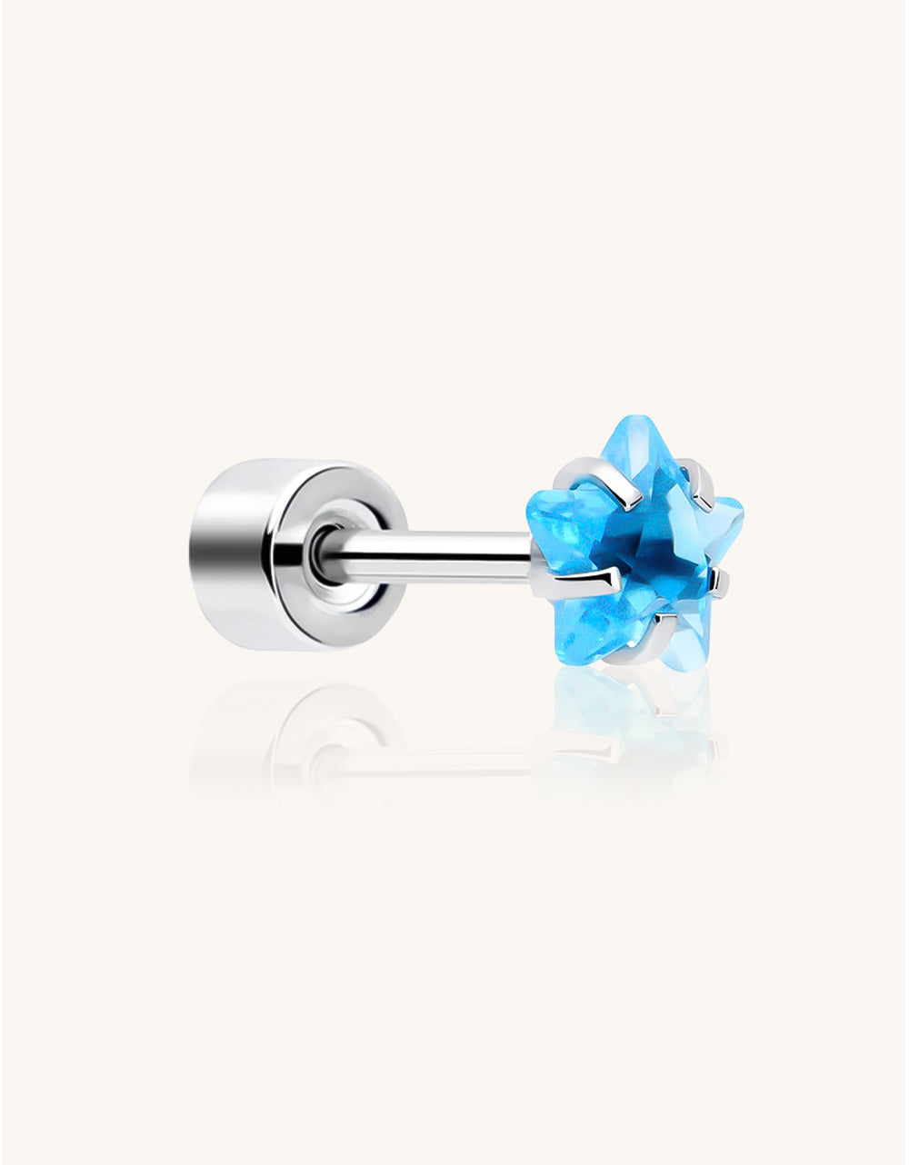 14K White Gold Diamond Piercing Stud Fine Helix/Cartilage Earring