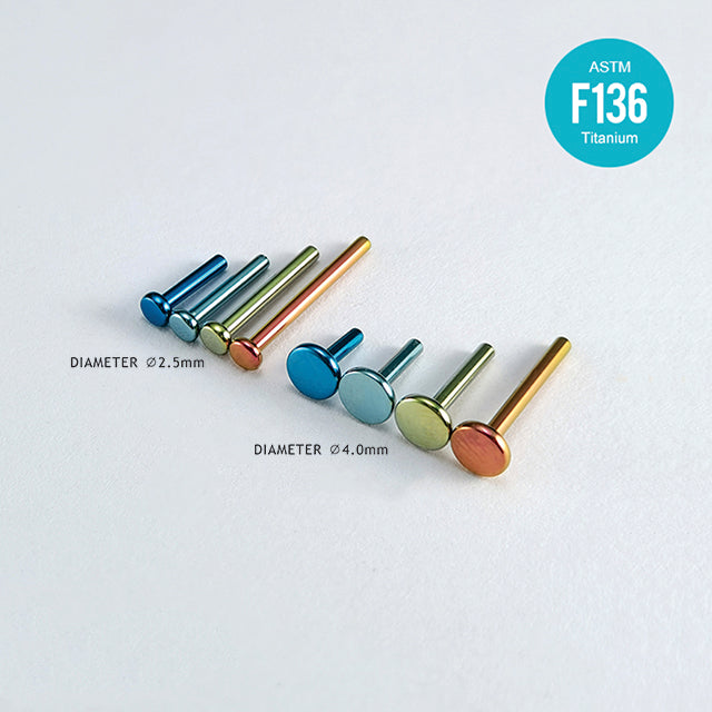 F136 Titanium 14G Flat Back Disc Post–Piercing Base for Ear&Cartilage