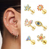 Labret Titanium Piercing Jewelry Snake and Moon Internally Threaded Helix Earring Labret Top