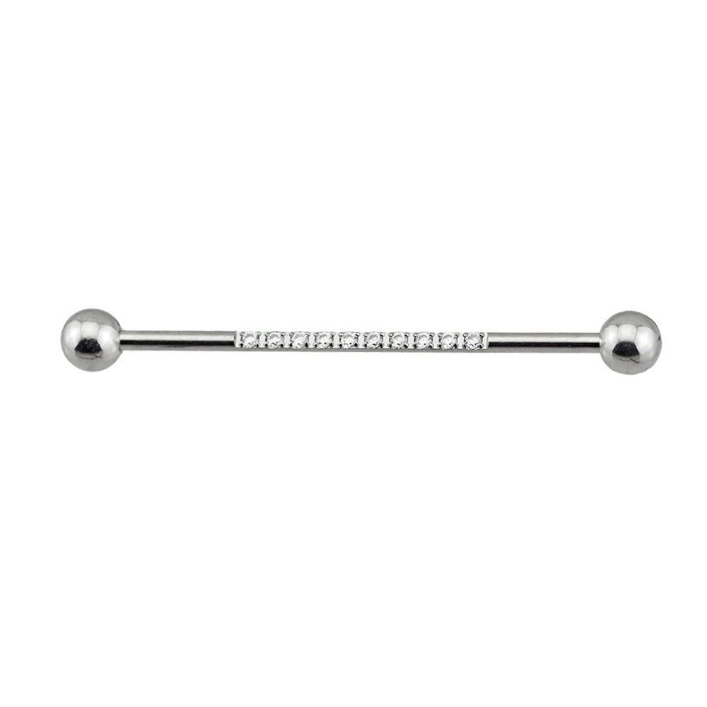 Internally Threaded Industrial Barbell – CZ Pave on Pole