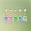 Fashion Rose Cut  Moissanite Titanium Belly Button Ring Body Piercing Jewelry Wholesale