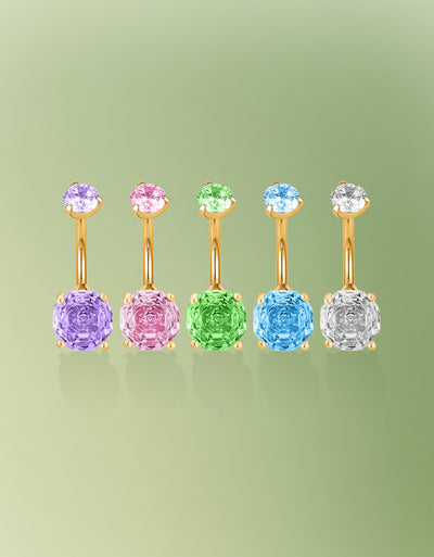 Fashion Rose Cut  Moissanite Titanium Belly Button Ring Body Piercing Jewelry Wholesale
