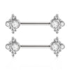 Double CZ Nipple Barbell with Chain – Hypoallergenic Titanium