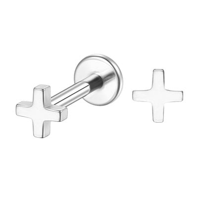 14K Solid Gold Cross Piercing Stud Minimalist Cartilage/Helix Earring