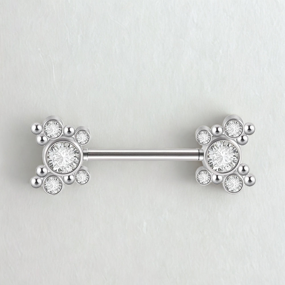 Dangle Chain Nipple Barbell – ASTM F136 Titanium with CZ Ends