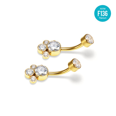 Gold F136 Titanium Belly Button Ring–Cat Paw CZ Dangle,Hypoallergenic Navel Piercing Jewelry