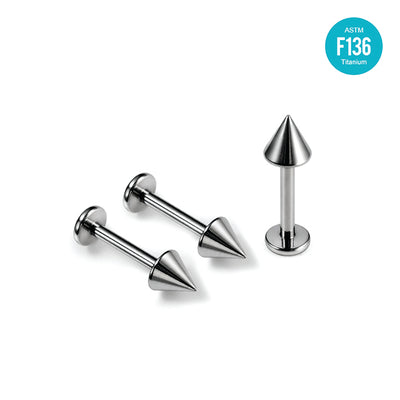F136 Titanium Externally Treaded Labret With Spike Top