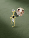 Heart Belly Button Ring with Chain Custom Photo Micro Projection Romantic Piercing Jewelry