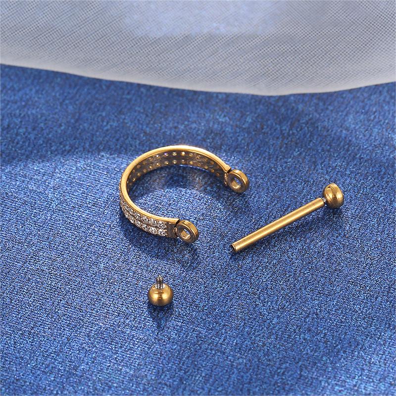 Dazzling Double Row White CZ Nipple Ring – Hypoallergenic Body Jewelry