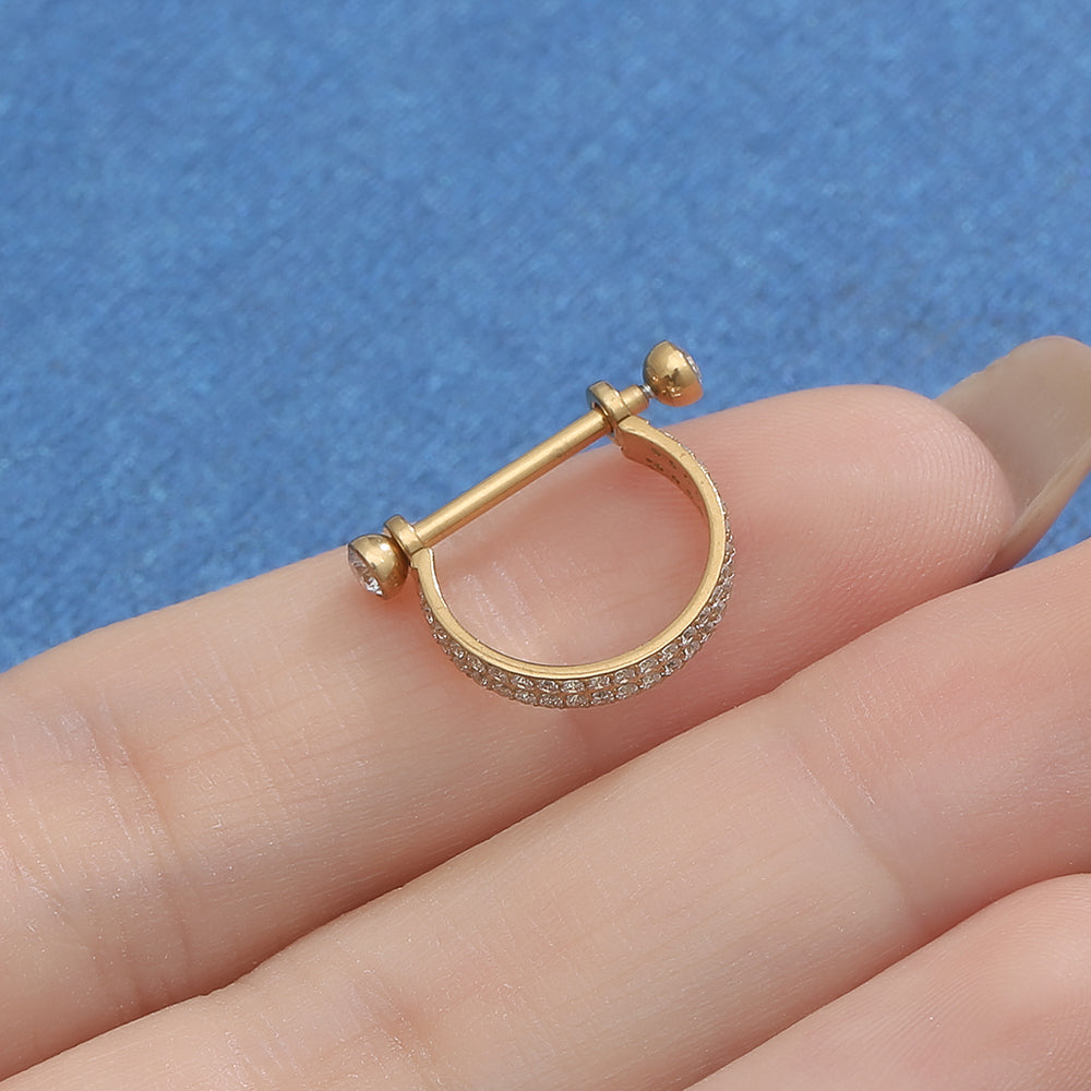 Dazzling Double Row White CZ Nipple Ring – Hypoallergenic Body Jewelry
