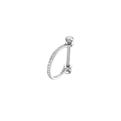 D-Shaped Single Row White CZ Hypoallergenic Nipple Ring