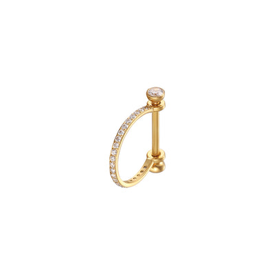 D-Shaped Single Row White CZ Hypoallergenic Nipple Ring