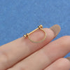 D-Shaped Single Row White CZ Hypoallergenic Nipple Ring