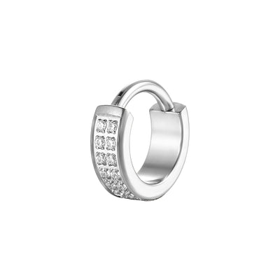 Wide Double Row CZ Nose Ring Sparkling Hinged Hoop, 16G Septum or Nostril Piercing