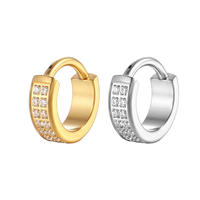 Wide Double Row CZ Nose Ring Sparkling Hinged Hoop, 16G Septum or Nostril Piercing