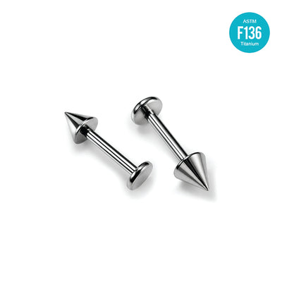 F136 Titanium Externally Treaded Labret With Spike Top