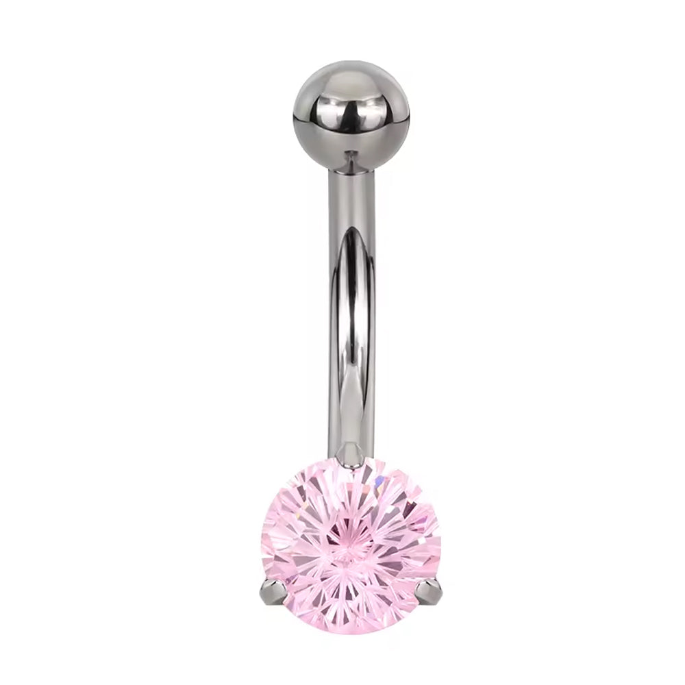 Titanium Belly Button Ring with Prong-Set CZ – Hypoallergenic Navel Jewelry