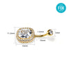Gold F136 Titanium Belly Button Ring–Rectangle CZ Dangle,Hypoallergenic Navel Piercing Jewelry