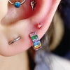 F136 Titanium CZ Sparkle Hoop – Rainbow/Ice Candy Clicker Ring for Cartilage & Lobe