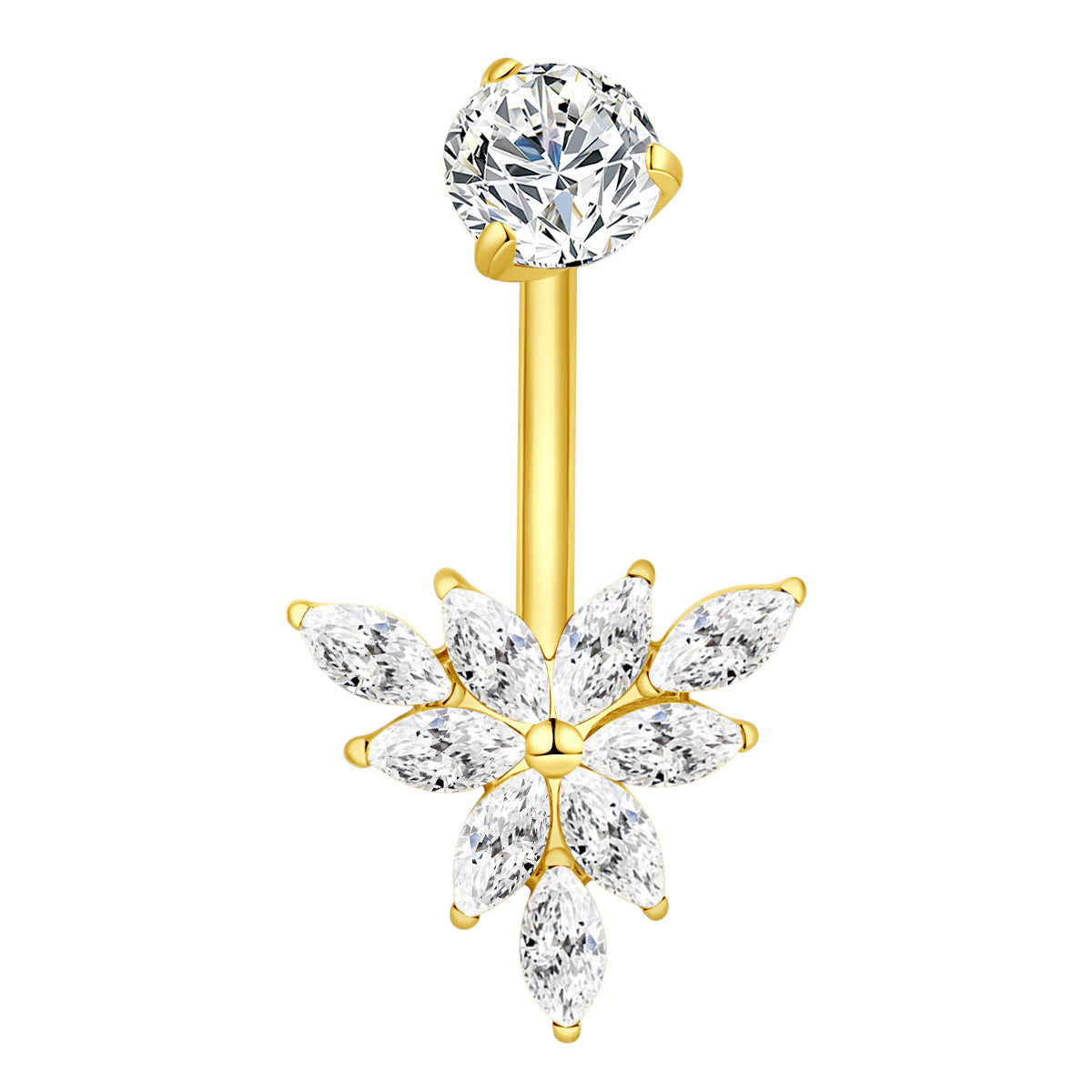 F136 Titanium Internally Threaded Belly Ring Threadless 5A Clear CZ Piercing Jewelry