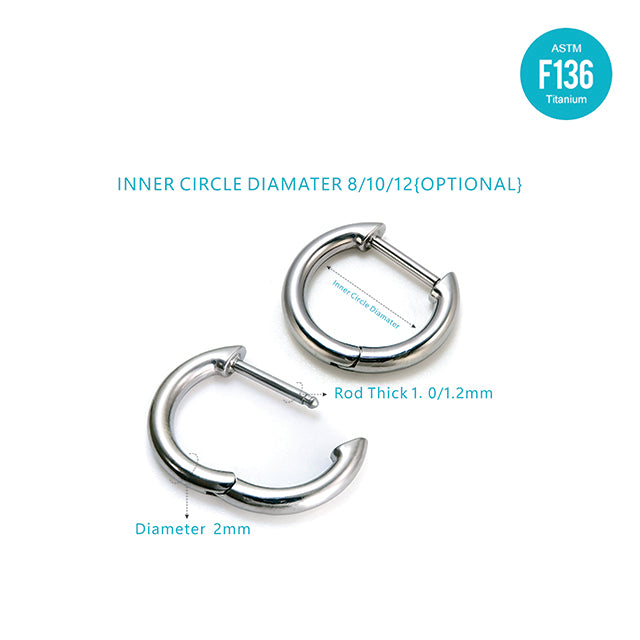 F136 Titanium D-Shaped Straight Bar Earring – Hypoallergenic Minimal Design