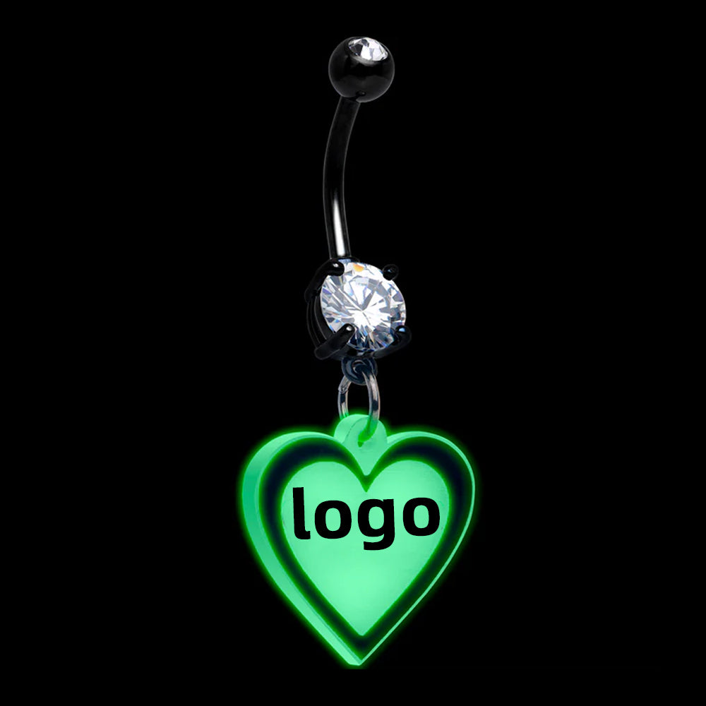F136 Titanium Personalized Logo Belly Ring with Glow Effect