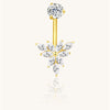 F136 Titanium Bezel-Set CZ Navel Ring Double CZ Top & Bottom