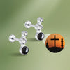 Double Stone Projector Cross Earring F136 Titanium Personalized Piercing Jewelry