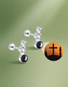 Double Stone Projector Cross Earring F136 Titanium Personalized Piercing Jewelry